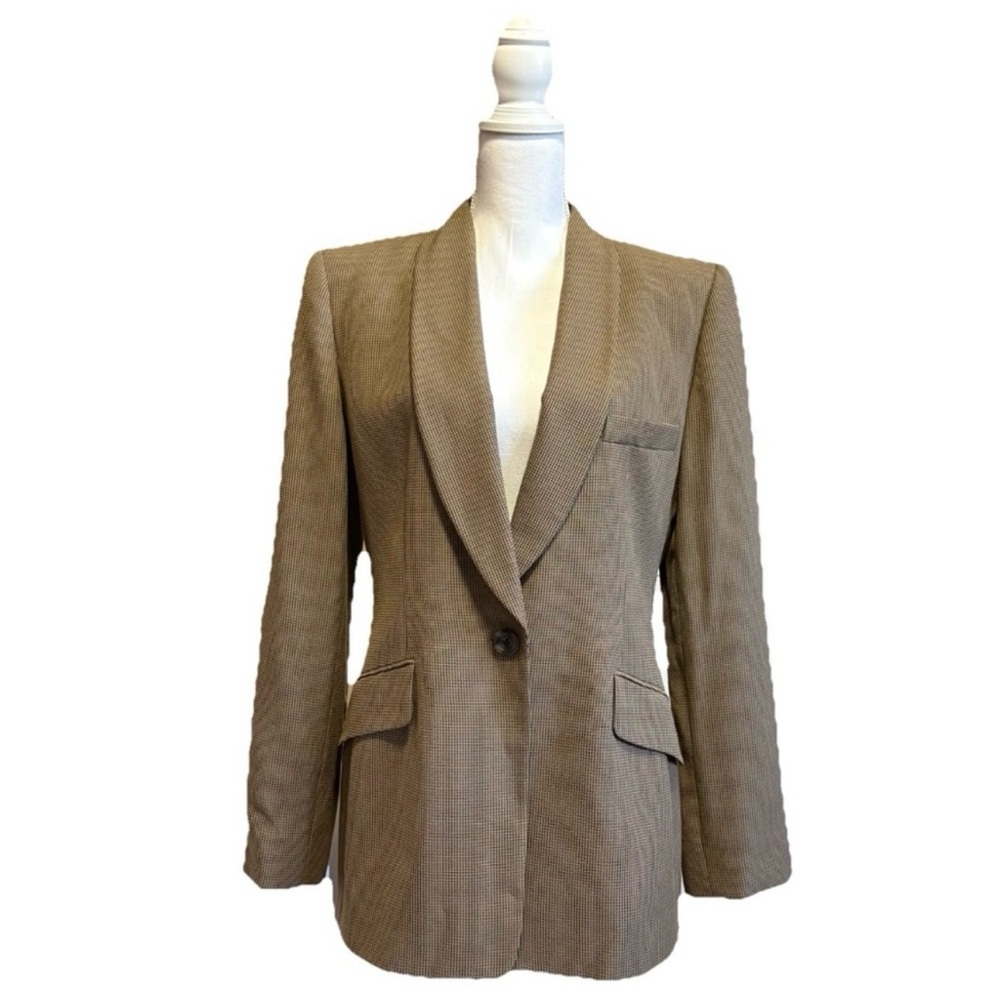 Vintage Ellen Tracy Classic Tan Rayon Blend Blazer Business Corporate - Size 10
